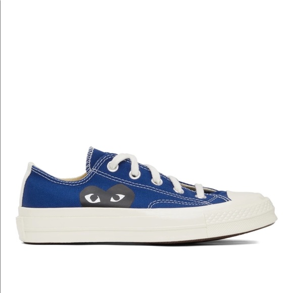 COMME DES GARÇONS PLAY Blue Converse Edition Half Heart Chuck 70 Low Snekaers - Picture 1 of 10